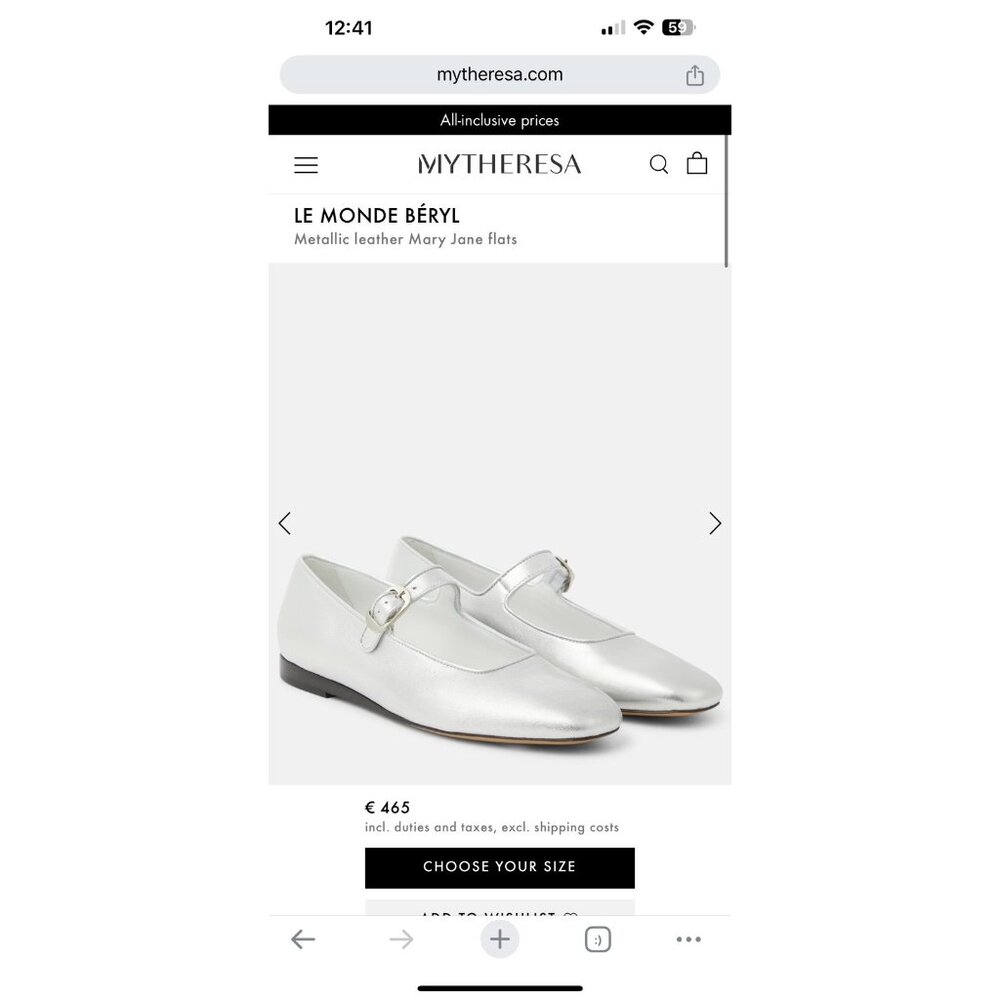 Metallic Leather Mary Jane Flats